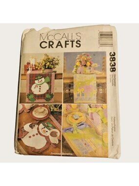 Vintage McCall's Sewing Pattern 3838 Snowman Placemat Runner Napkin Centerpiece